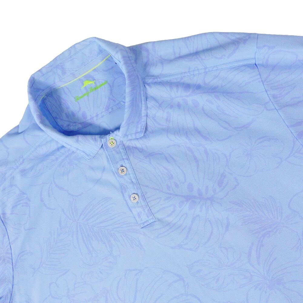 Tommy Bahama Floral Pima Performance Blue Golf Polo Shirt Men's XXL